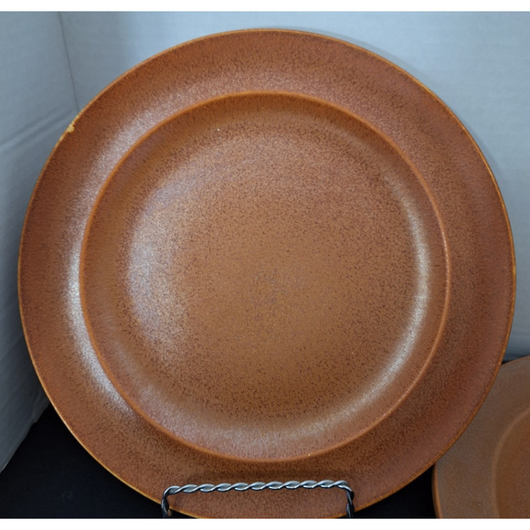 Two Homer Laughlin Wells Art Glazes Rust Plates 10" Vintage - Picture 2 of 8